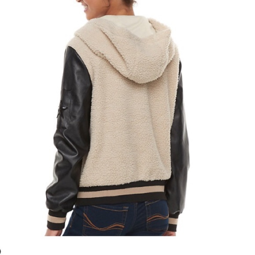 Madden NYC Sleeve Pocket Sherpa Varsity Jacket Large - Picture 13 of 16